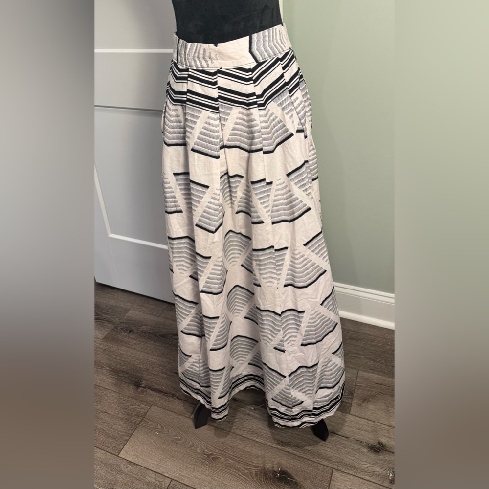 Francis + Benedict black and white geometric maxi skirt with pockets African
